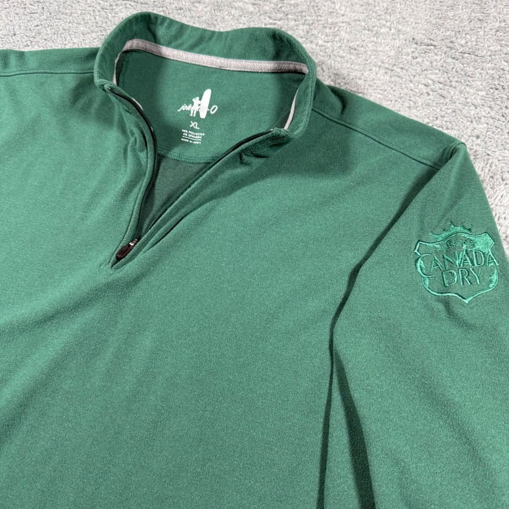 Johnnie-O Microfleece 1/4 Zip Pullover Mens XL Green Canada Dry Logo Performance
